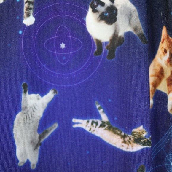 Tipsy Elves Women's Medium Cosmic Cat Leggings - Space Galaxy Kitten Print - Picture 10 of 13